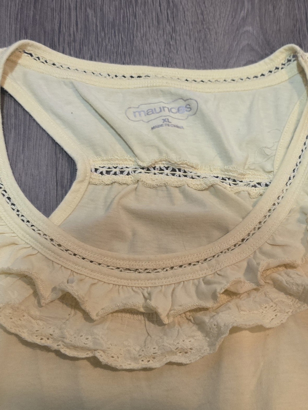 Maurices Yellow Ruffled Racer Back Tank Size XL - Picture 2 of 3